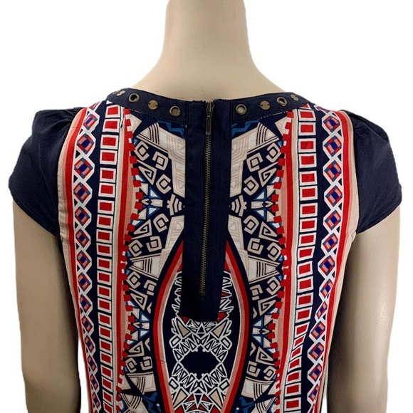 Dorothy Perkins Blue & Red Cap Sleeve Dress - Picture 5 of 11